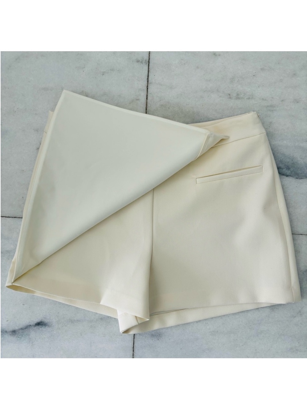 Zara Asymmetric Tailored Skort Ivory Off White - Picture 6 of 11